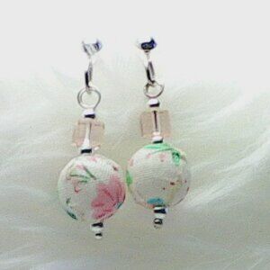 No 232 Pretty minimalist handmade earrings with fabric beads
